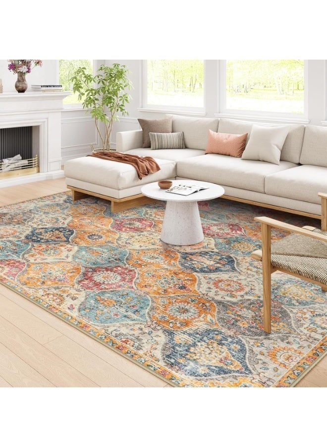 اكسيسن سجادة غرفة معيشة مقاس 160 × 230 سم، سجادة زهرية عتيقة منخفضة الوبر، سجادة داخلية كبيرة مناسبة لغرفة النوم وغرفة المعيشة وغرفة الطعام وديكور المنزل - Image 5